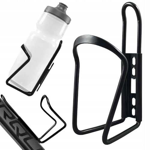 Porte-bidon de vélo en aluminium léger et durable | Support de bouteilles d'eau - Panier de bidon universel et résistant | Bouteilles de 500 ml - 1 500 ml - Vélo de montagne, VTT, BMX, route (Noir)