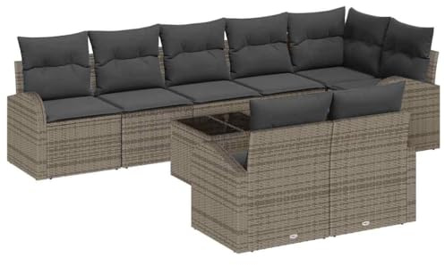 vidaXL Soffset med kudde med lagring 9 pcs Grå konstrotting, Modern utemöbler för trädgård och terrass, hållbar soffgrupp i rotting, perfekt för avkoppling på patio
