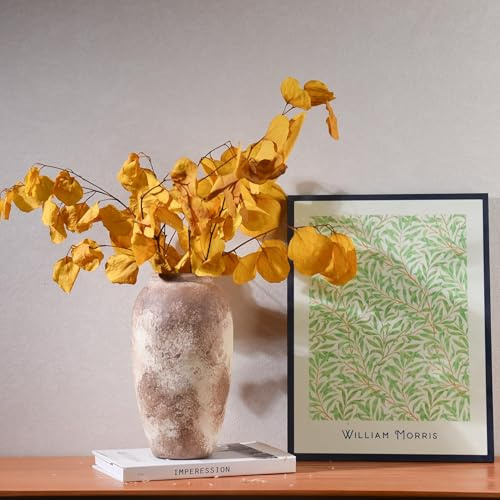 25 cm keramisk rustik vas, handgjord keramik, bondgård dekorativ blomkanna, blomsterarrangemang, dekorativ för färska/torkade buketter, bord och hylldekor, sovrum/heminredning