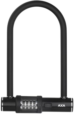 AXA Combo 8 Bike U-Lock, Heavy Duty Anti-Theft 12 mm Hardened Steel Shackle U Lock with 4-Digit Resettable Combination, Compact & Portable, Scratch-Resistant Security for Scooters & Mountain Bikes