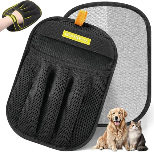 YUAKUOD Pet Hair Removal Glove for Cats & Dogs, Upgraded Five-Finger Electrostatic Pet Hair Gloves, Reusable Magic Brush Pet Hair Remover Tool for Couch, Carpet, Car Seat(1 PCS)