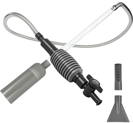 Smilefil Aquarium Mulmsauger Kiesreiniger Aquarium Sauger Wasserwechsel – Handpumpe mit Ventil, 1,75 m Schlauch, Mulmglocke & Set, 3 Aufsätze für Kies & Sand, fischsicher, für kleine & große Aquarien