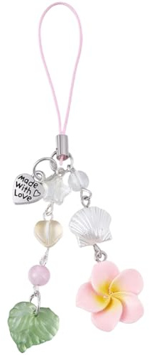 BEAMARKER 1 låda hibiskus blomma telefon berlock blommig telefon berlock harts sommar strand Hawaii Frangipani Plumeria stjärna skal hjärta blad estetisk handled mobiltelefon snodd för väska