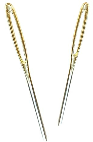2 Pcs Gold Large Eye Sewing Needle, Darning Needles for Wool, Wool Needles for Sewing Up Knitting, for Hand Knitting,Home Crafting,Sweater Repairs and Wools Knitting Assistance