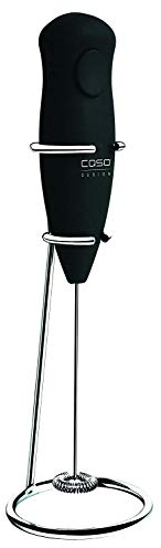 Caso Fomini Milchaufschäumer, mit Edelstahlfeder & Edelstahl-Standfuß, für schnelles Aufschäumen von Milch & Milchshakes, ca. 12.000 Umdrehungen/min, Edelstahl, Schwarz