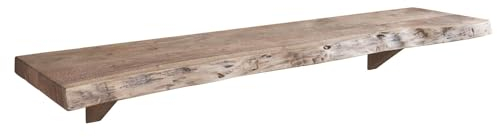 MASSIVMOEBEL24.DE Freeform Wandregal #137 Akazie - Verschiedene Größen, Farbe:beige lackiert, Größe:120x30x18 cm (BxTxH)