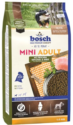 bosch HPC Mini Adult mit frischem Geflügel & Hirse | Hundetrockenfutter für ausgewachsene Hunde kleiner Rassen (bis 15 kg) | 1 x 1 kg