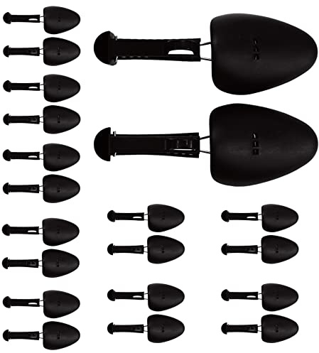 Árbol de zapatos para hombres ajustable de plástico ligero para zapatos de botas con forma de soporte para mantener los zapatos en condiciones prístinas (plástico 10 pares, negro)
