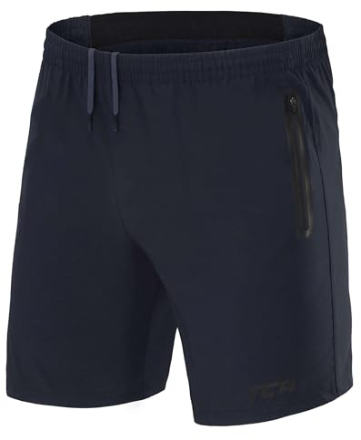 TCA Elite Tech Pantaloncini Palestra Uomo con Tasche Laterali - Pantaloncini Running Uomo - Pantaloni Corti Sportivi da Corsa e Allenamento - Abbigliamento Sportivo - Blu Scuro, L