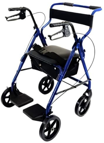 TERMIGEA RO30 - Deambulatore per Anziani con Seduta, Carrello per Anziani per Camminare Pieghevole in Alluminio (Portata 136KG) con Freni Ruote Posteriori e di Stazionamento, Impugnatura Ergonomica