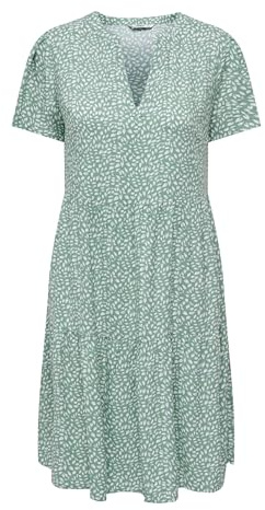 ONLY Onlzally Life S/S Thea Dress Noos Donna Miniabito Verde/Bianco S 100% Viscosa
