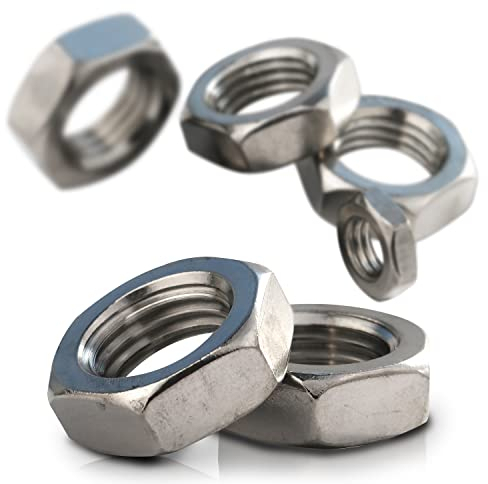 PROTECH 10 Stück Sechskantmuttern M16 Edelstahl Mutter niedrige Form Sechskant Dünne Flach Halbe Mutter DIN 439 rostfreier V2A A2 Flachmutter