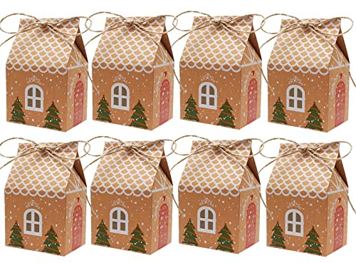 20 Pcs Decoration Noel Boite Cadeau en Papier Kraft, Petite Boite Cadeau pour Emballage Cadeau Bonbons, Chocolats, Biscuits, Dessert, Aliments (7 x 5 x 10,5 cm)