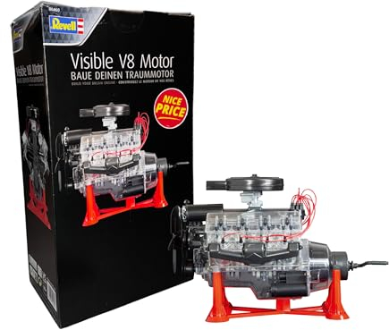 Revell NICE PRICE Modellbausatz I Visible V-8 Engine I Maßstab 1:4 I 262 Teile I Für Kinder und Erwachsene ab 10 Jahren I Motor Modellbausatz zum selber nachbauen I Authentisch und Lehrreich