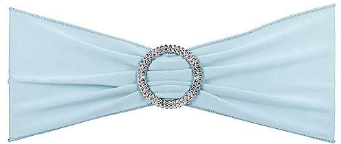 PATIKIL 14x5 Estiramiento Silla Fajas Lazos, 25 Paquete Elástico Silla Bandas Fajas con Hebilla Deslizador para Boda Banquete Decoraciones, Cielo Azul