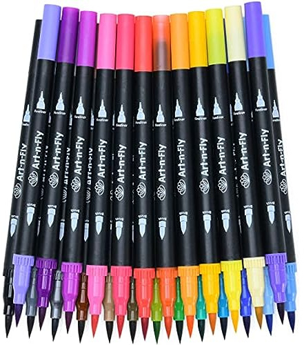Art-n-Fly Set di 25 pennarelli colorati a doppia punta per calligrafia, disegno, diario, inchiostro in feltro a punta fine, per principianti o professionisti