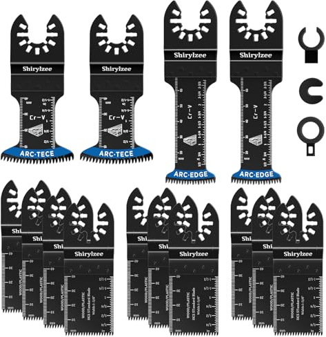 shirylzee Lame Utensile Multifunzione 14pz, Attrezzo multifunzione Accessori per Oscillanti Multitool Compatibile con Fein Multimaster, Bosch, Milwaukee, Ryobi, Makita, Metallo, Legno, Plastica