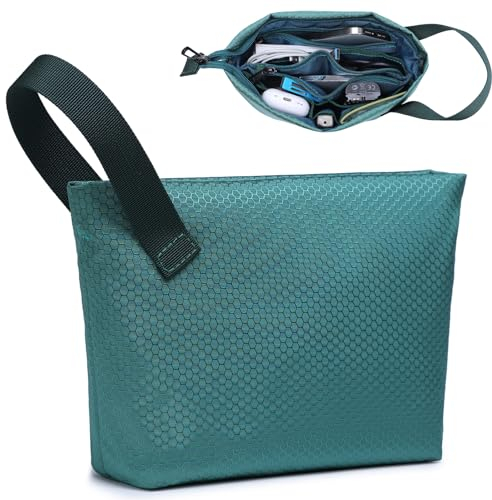 HYZUO Kabeltaschen Elektronik Tech Zubehör Organizer Tasche für Ladegerät, Festplatte, Maus, Kabel, USB Hub, Power Bank, USB Stick, Stift, SD Karte, Gadget, Reise Tragbare Tragetasche, Dunkelgrün