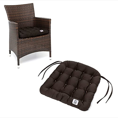 HAVE A SEAT Living - Stuhlkissen 48x46 cm (2 St.) - Rattanstuhl Sitzkissen Outdoor - Wetterfest, Waschbar bis 95°C, Orthopädisch - Made in Germany (2er Set - 48x46 cm, Braun)