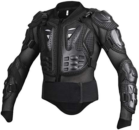 ZhuiKun Motorcykel skyddsjacka helkropp rustning motocross ridning skyddsutrustning ATV dirt bike bröstryggradsskydd för off-road motorcykel cykling svart, Svart, M