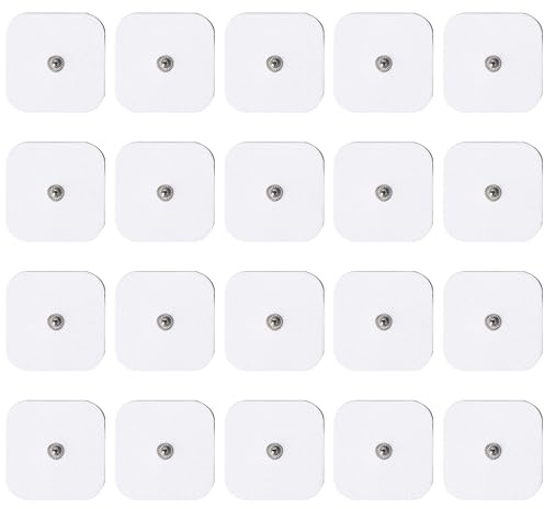 Stonenect Électrodes adhésives Patch d’électrode carré Pansements autocollant Tampons adhésifs remplacement pour TENS/EMS Machines (20Pcs 5x5cm-3.5mm)