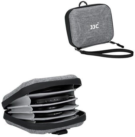 JJC Estuche compacto para filtro de cámara, bolsa para filtro de lente, funda de transporte para 4 filtros de hasta 95 mm, bolsa para cinturón, resistente al agua y al polvo, para filtro redondo ND UV