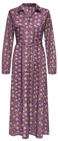 ONLY Onlnova Life Vis L/S Renna Long Dress, Viola Amaranto, XL Donna