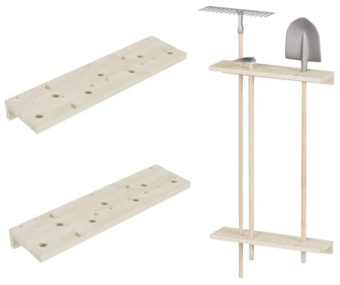 QLS Decken- Wandhalter für Besen und Gartengeräte Organizer für Garage Schuppen (unbehandelt)