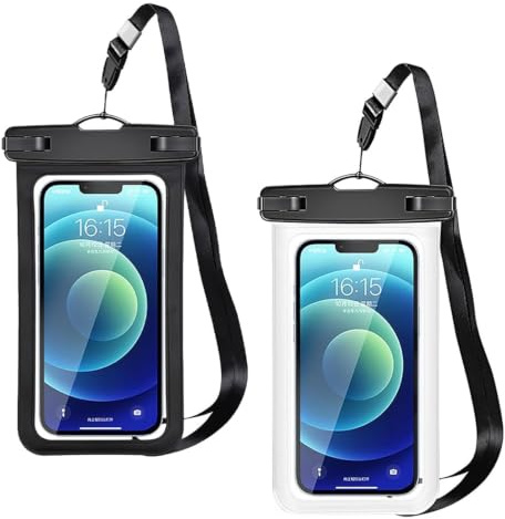 Custodia Impermeabile Smartphone IPX8 Subacquea [2 Pezzi] – Compatibile con iPhone 16/15/14/13, Samsung Galaxy S24/S23 e Altri (Fino a 6.7 Pollici), Custodia Cellulare Impermeabile con Cordino (6.7IN)