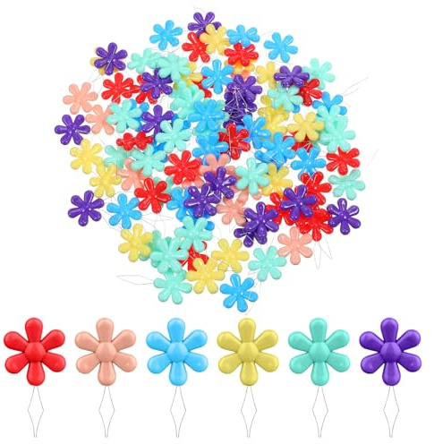 100 PCS Flower Needle Threaders Hand Sewing, Multicolor Flower Floss Threader, Floral Head Needle Threader for Cross Stitch Sewing Quilting Embroidery Crafts