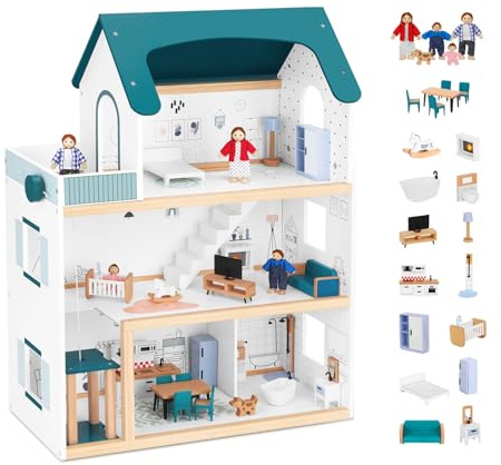 OOOK Wooden Dollhouse with Liftable Elevator - 80 cm High
