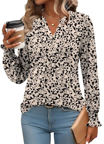 Rapbin Damblus med v-ringning och knappslå, t-shirt, tunika, kortärmad topp, sommartopp, elegant, avslappnad