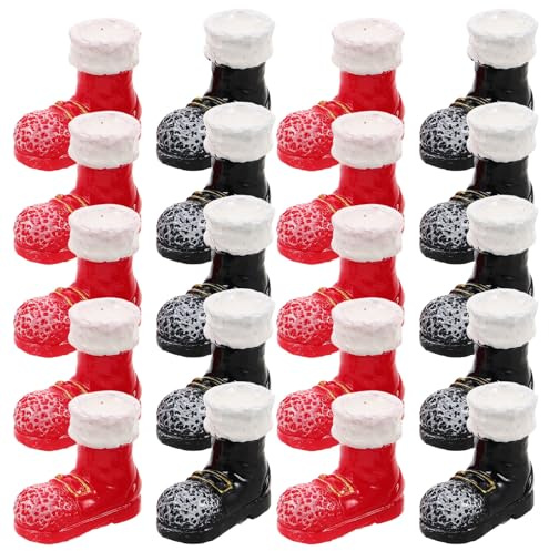 Toyvian 20pcs Miniature Boots Dollhouse Christmas Decorations Miniature Shoes Props Dollhouse Mini Shoes Mini Stuff Santa Boot for Dolls Figurines