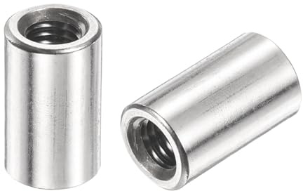 QUARKZMAN 12pcs Manchon Fileté Rond M5 en Acier Inoxydable 304, Écrous Ronds d'Accouplement Connecteurs et Mécaniques Longueur 12mm, Manchon Tige Barre Écrou à Tige pour Support, M5x12x8mm