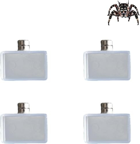 Dnoifne Lot de 4 Mini-Gamelles Magnétiques pour Araignée Sauteuse et Tarentule – Accessoires de Terrarium, Petit Bol de Nourriture et d'eau pour Petits Animaux