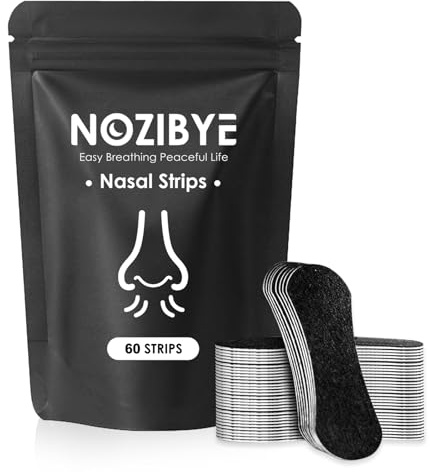Nozibye Näsplåster för Sömn (60-pack, Svart) - Bekväma och Ventilerande Näsremsor för Bättre Andning och Sportprestationer