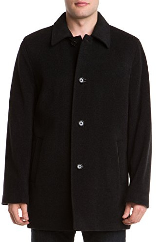 Cole Haan Men's Wool Cashmere Button Front Topper, Charcoal, Medium