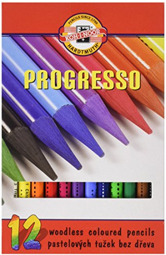 Koh-I-Noor Progresso Woodless Coloured Pencil Set (Set of 12)