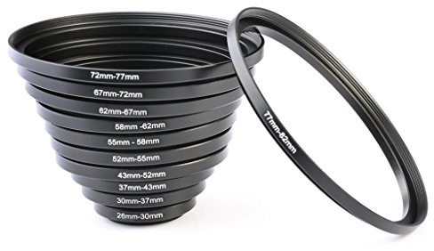 K&F CONCEPT 11 teiliges Filteradapter Set Step Up Ring Set Filter Adapterring Set für Canon Nikon Sony Sigma Tamron DSLR Kamera