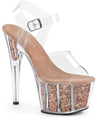Pleaser ADORE-708G CLR/Rose Gold Glitter UK 8 (EU 41)