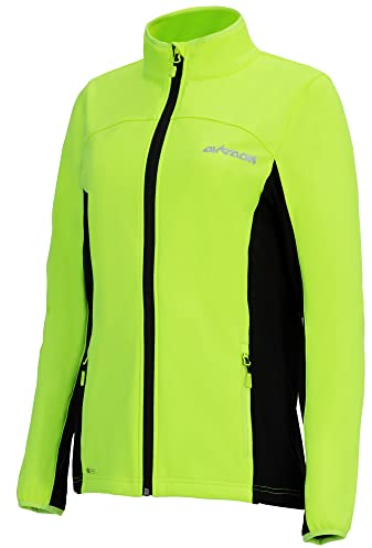 Airtracks Damen Thermo Jacke Pro Line II Softshell Fahrradjacke Laufjacke Radlerjacke Radjacke Wasserdicht Winddicht Windstopper Atmungsaktiv Reflektierend - Neon S