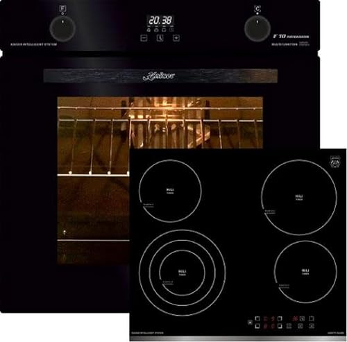 Kaiser Set de cuisinières EH 6367+KCT 6703 - Four électrique - Autarque - 79 l - Broche tournante - 10 fonctions + Plaque de cuisson sans cadre - Face avant - Indicateur de chaleur résiduelle