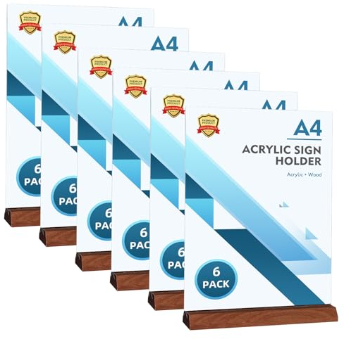 DONGLI 6 Stück A4 Ständer Aufsteller Tischaufsteller,Acryl T-Ständer Menükartenhalter, Doppelseitig Speisekartenhalter für Restaurant,Cafe,Laden,Büro,Hotel