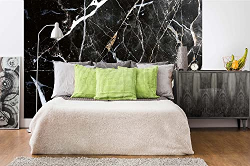 DIMEX LINE Non-Woven Photo Wallpaper Black and White Marble 375 x 250 cm - Non-Woven Wallpaper, wall Mural, wall Art - Wallpaper for Living Room, Bedroom, Office, Kitchen