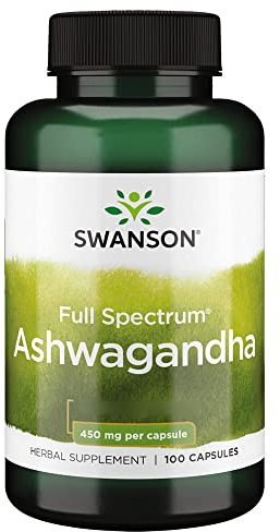 Swanson, Spectrum Ashwagandha, 100 glutenfreie Kapseln, 900mg Ashwagandhawurzel je Dosis, Sojafrei, GMO frei, Geschmacksneutral