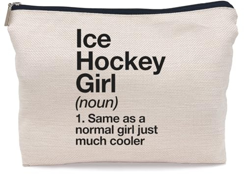 Lacosu Inspirational Quotes Ice Hockey Definition Sports Ice Hockey Girl Makeup Bag Case Zipper Travel Toiletry，Ice Hockey Girl Makeup Bag Cosmetic Bag Gifts for Ice Hockey Player Women Girls