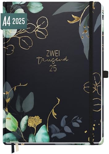 Häfft® Wochen-Notiz-Kalender 2025 A4 Mondscheinblüten Buchkalender, Terminplaner Notiz-Timer, Wochenkalender, Organizer, Terminkalender mit Einstecktasche - nachhaltig & klimafreundlich