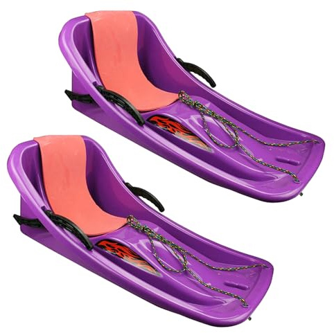Sleds with Backrests, Winter Sledges, Two-Person Padded Sledges, Two-Handle Children's Sledges, Frost-Resistant and Wear-Resistant Sledges