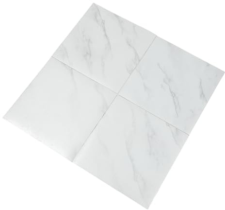 Självhäftande kakelplattor, golv, PVC-kakel, självhäftande vinyl, golvbeläggning, vattentätt golv, vit marmor, 32 stycken (30 x 30 cm), för badrum, kök, vardagsrum, sovrum