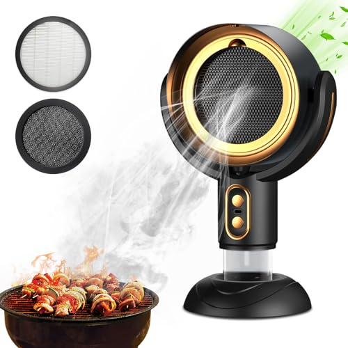 Mostop Desktop Range Hood,Mini Portable Extractor Hood with 2 Speed Adjustment,Removable and Washable Filter, Large Oil Collection Cup,Wireless Desktop Kitchen Range Hood for Indoor BBQ,Hot Pot Campin